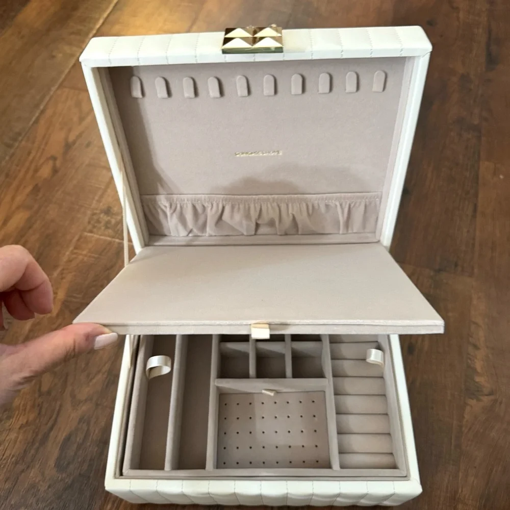 2 tier multi storage jewelry box with mirror, NWOT